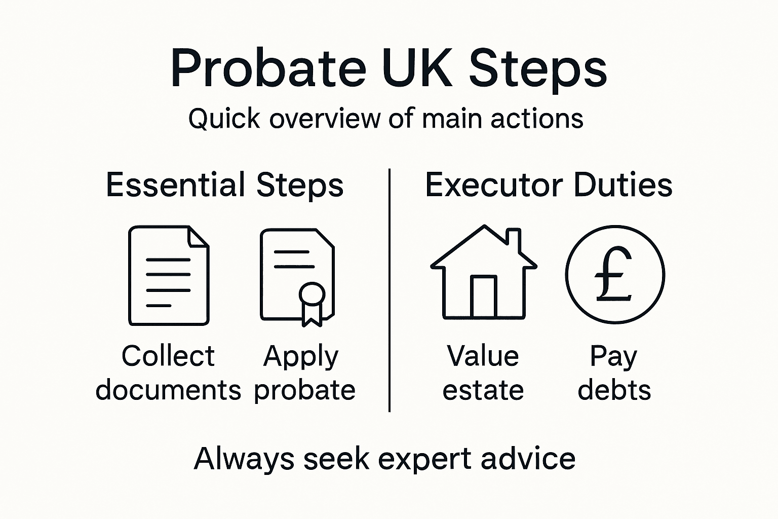 Infographic outlining main probate steps UK