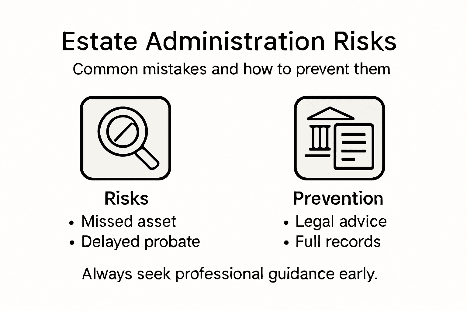 Infographic showing estate administration risks and prevention