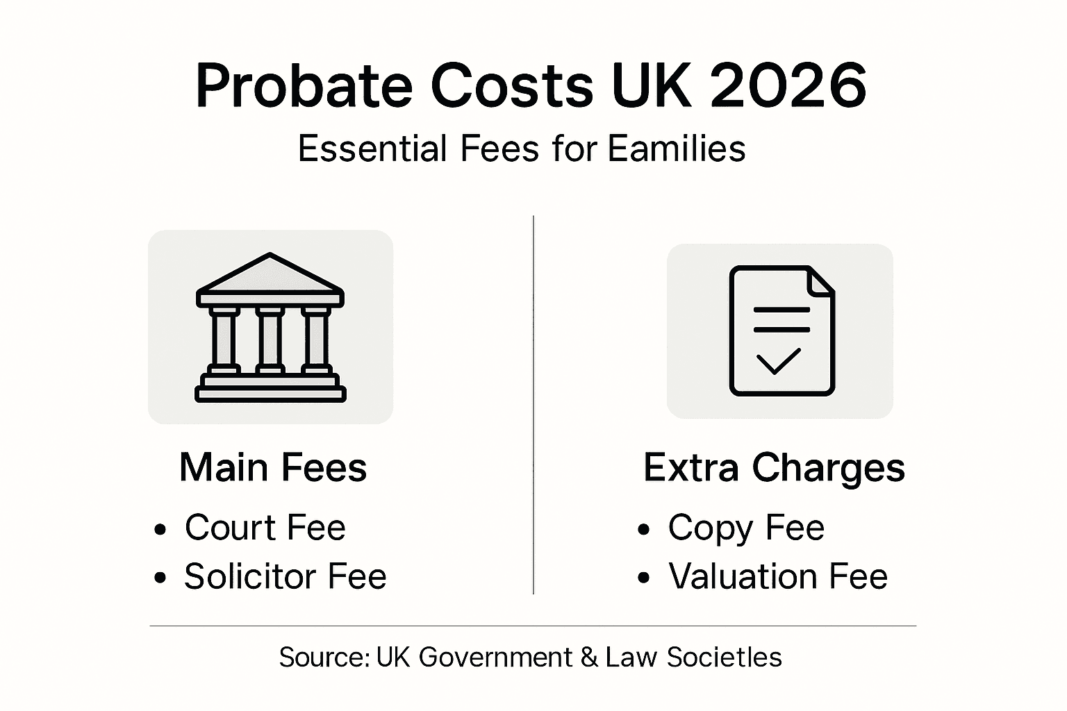 Infographic summarising key UK probate fees