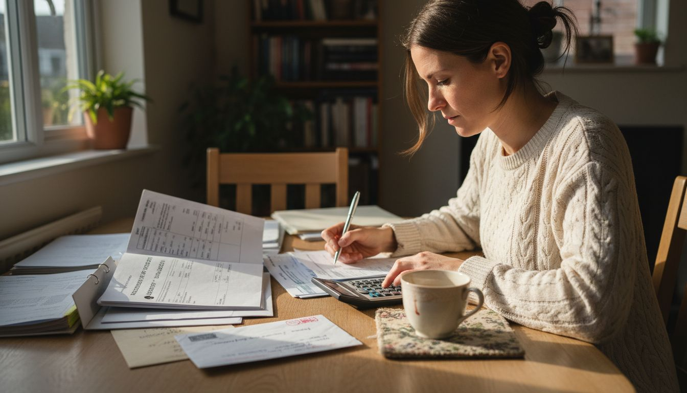 Woman organizing assets for divorce paperwork