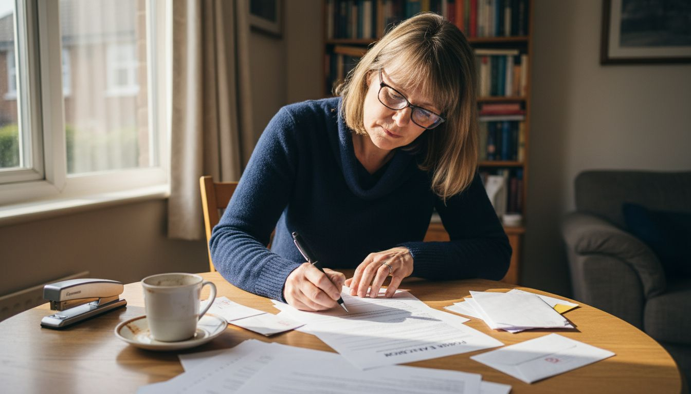 Woman completing probate application paperwork