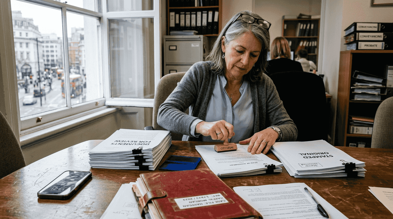 Solicitor sorting financial consent order documents