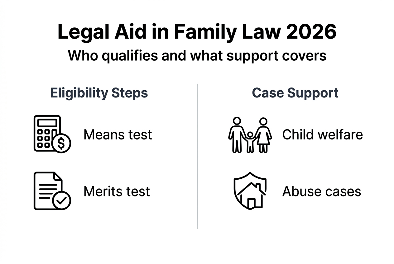 Infographic summarising legal aid eligibility and support