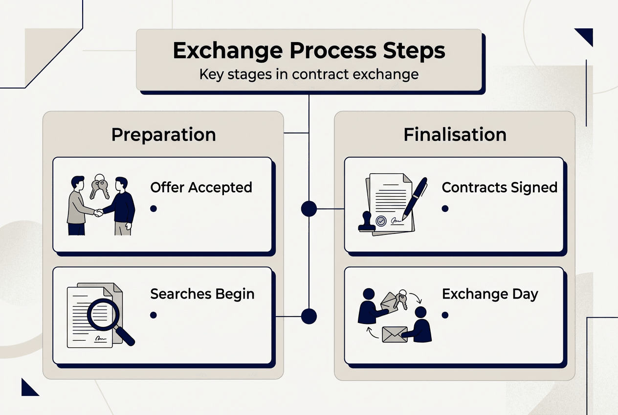 Infographic showing steps in contract exchange process