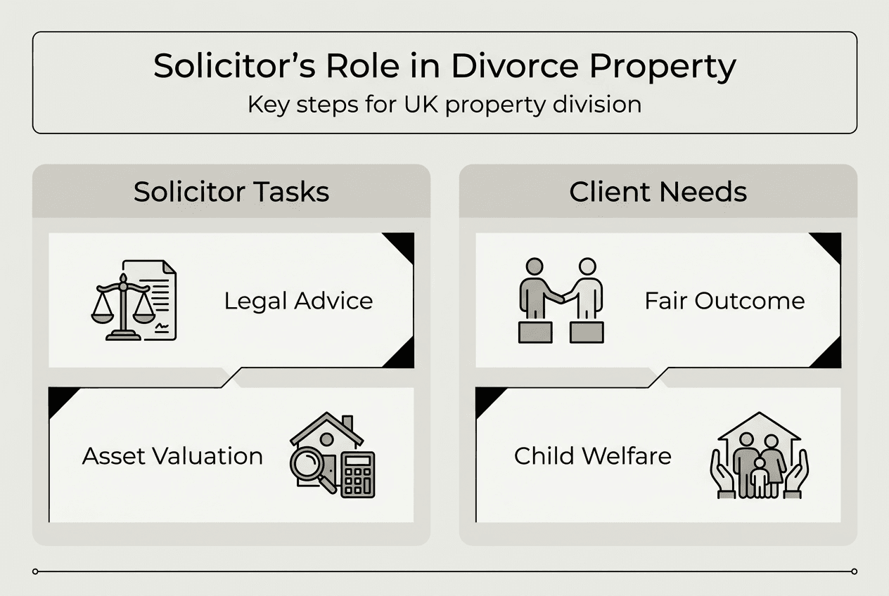 Infographic showing solicitor steps in divorce process