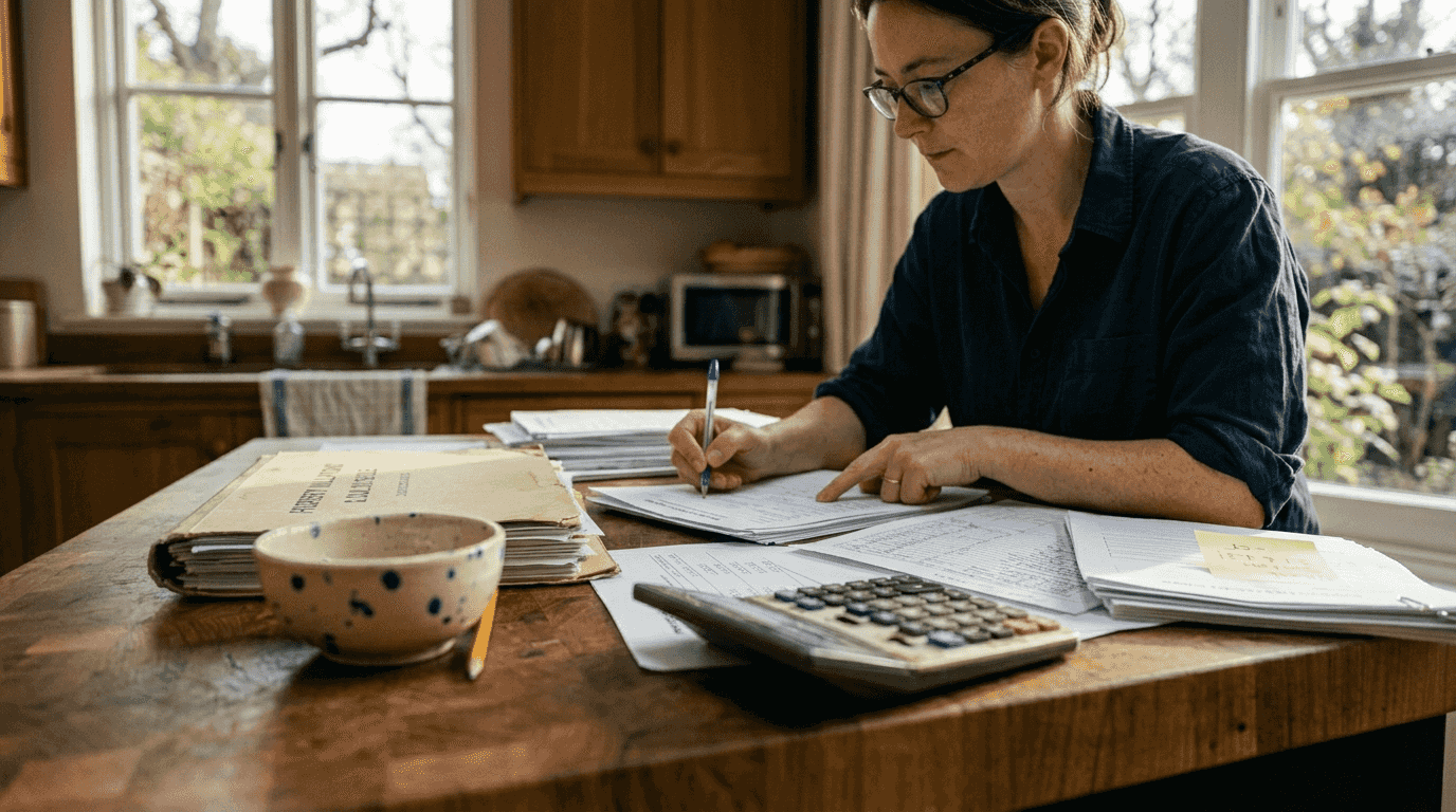 Woman checking estate valuation forms