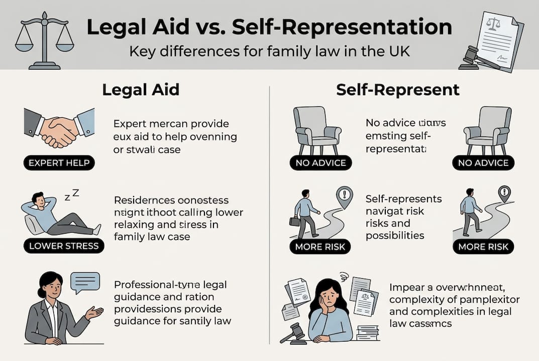 Legal aid versus self-representation infographic
