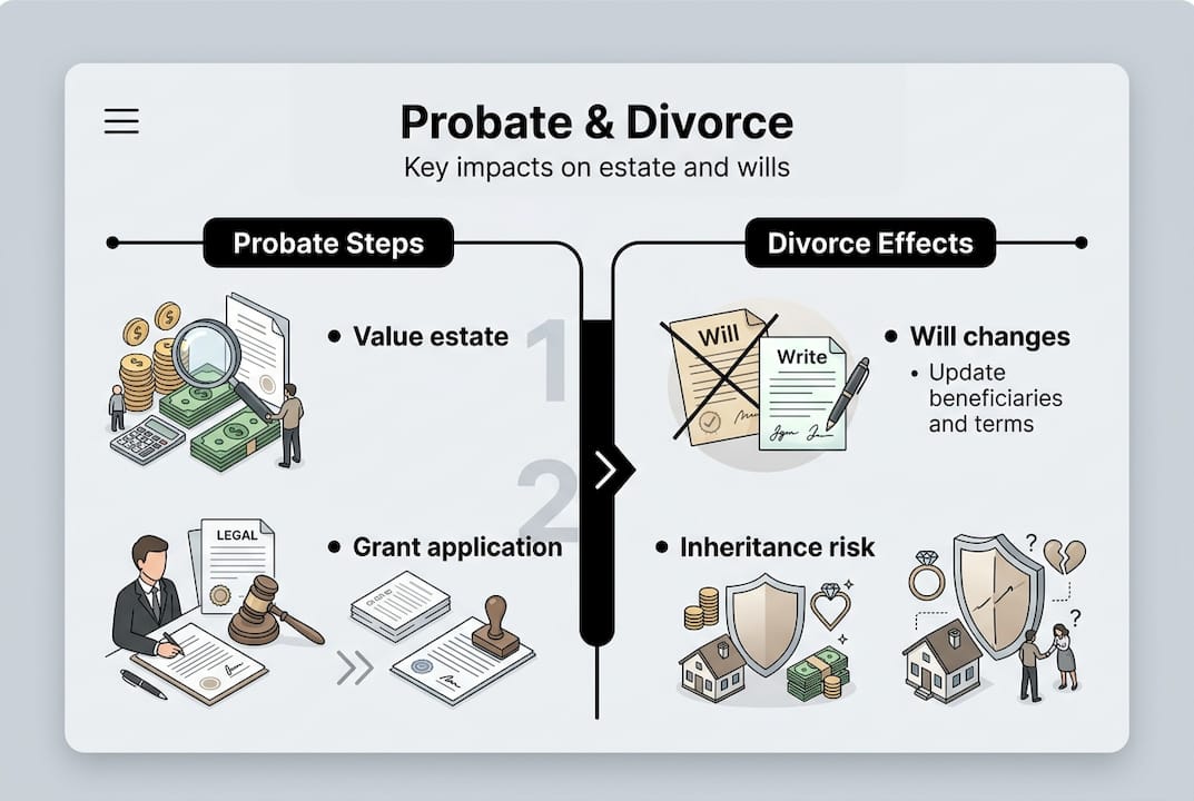 Infographic overview of probate and divorce effects