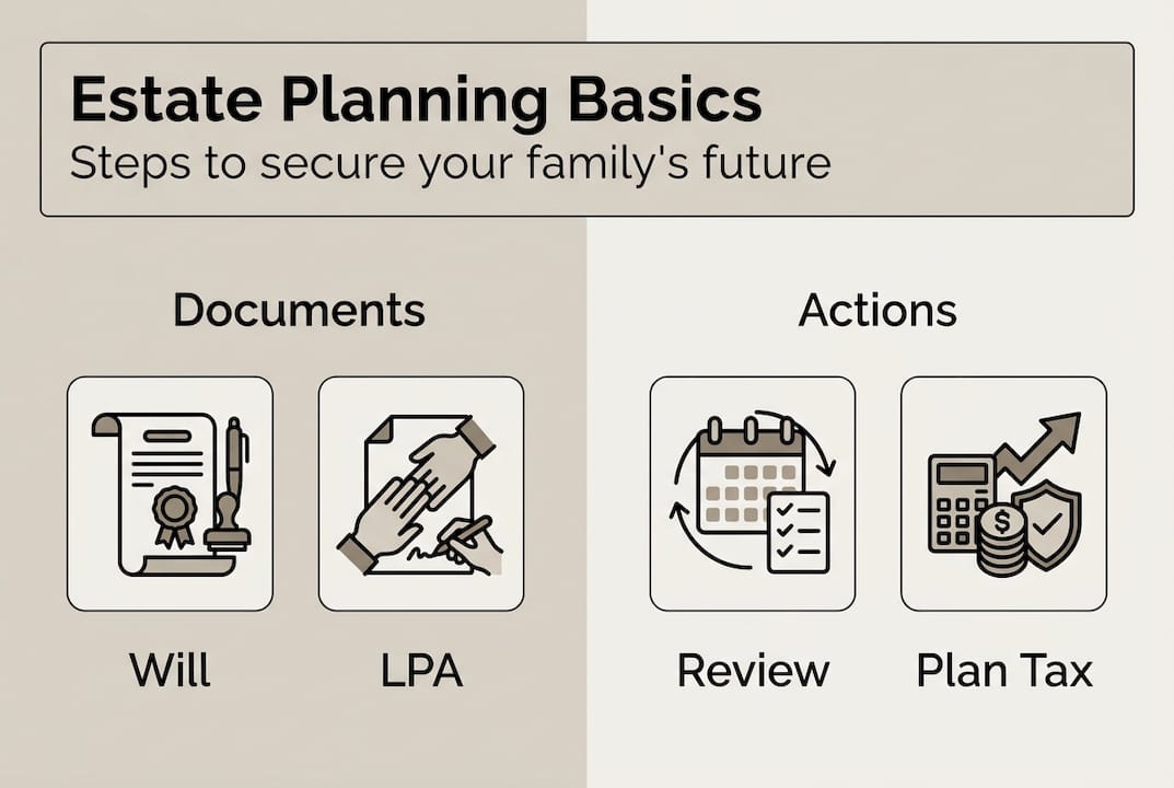 Infographic showing basic estate planning steps