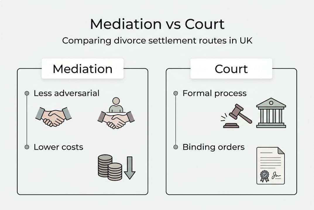 Infographic comparing mediation and court outcomes