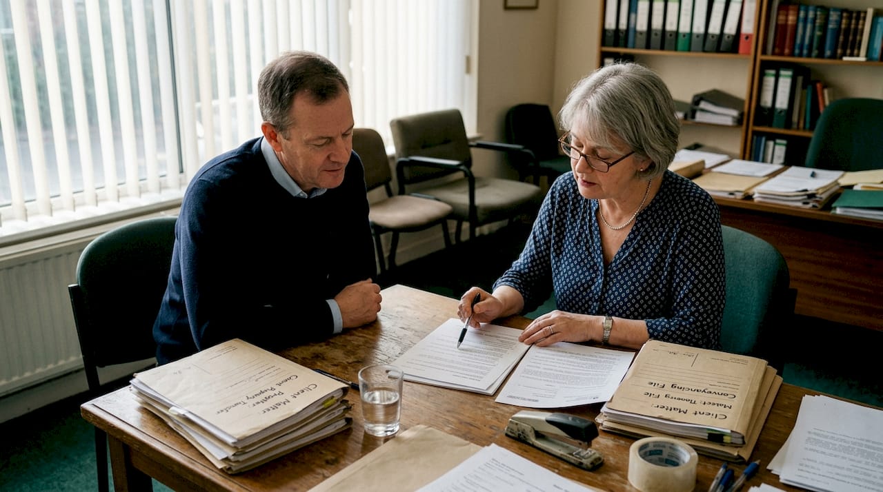 Client meeting solicitor over divorce papers