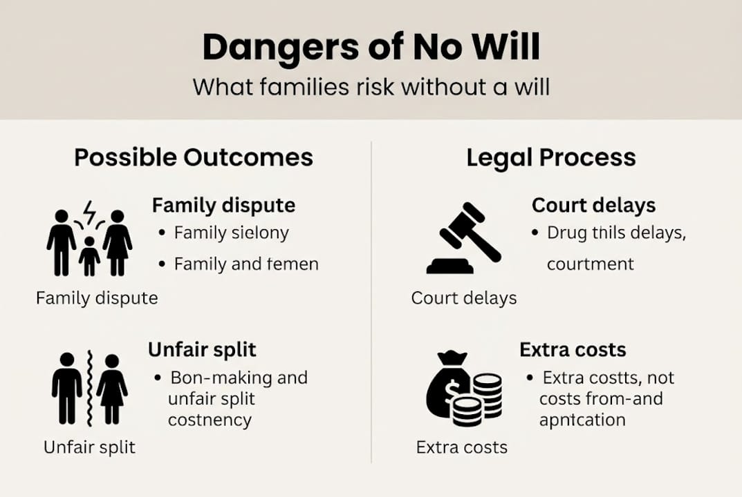 Infographic outlining risks of not making a will