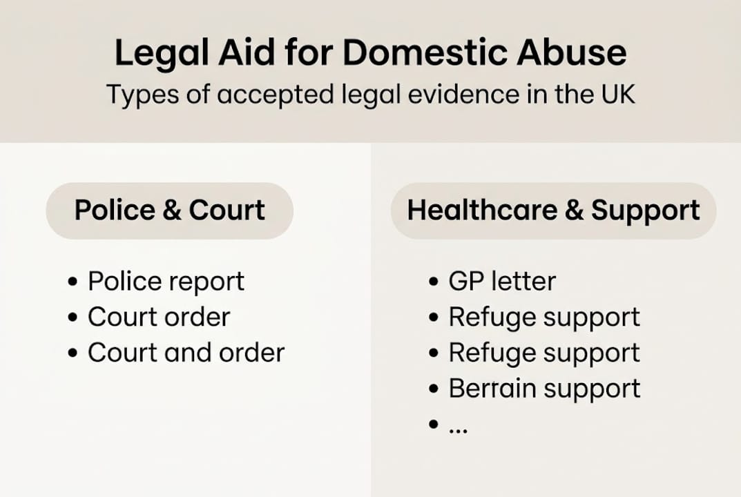 Infographic showing legal aid evidence types
