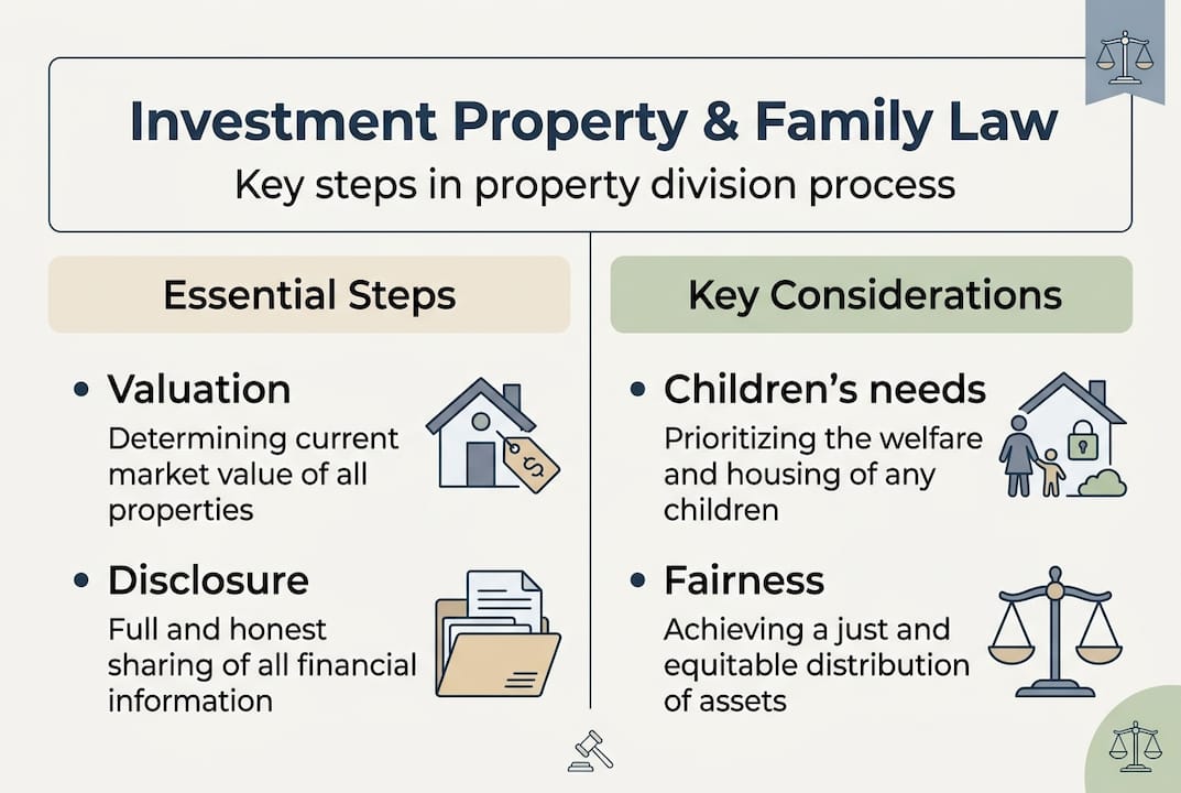 Infographic showing steps in property law division