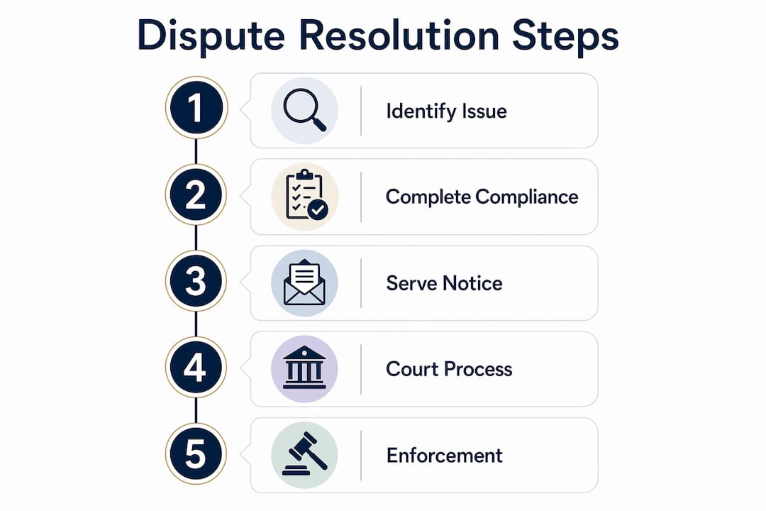 Infographic outlining dispute resolution steps for landlords