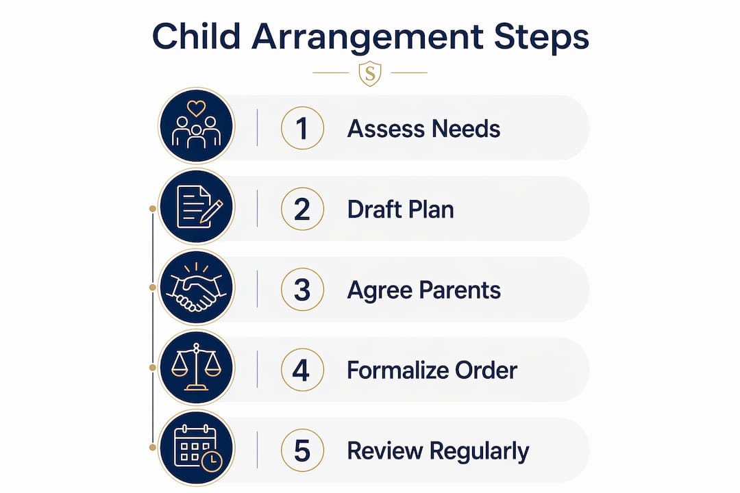 Infographic showing key steps for child arrangements