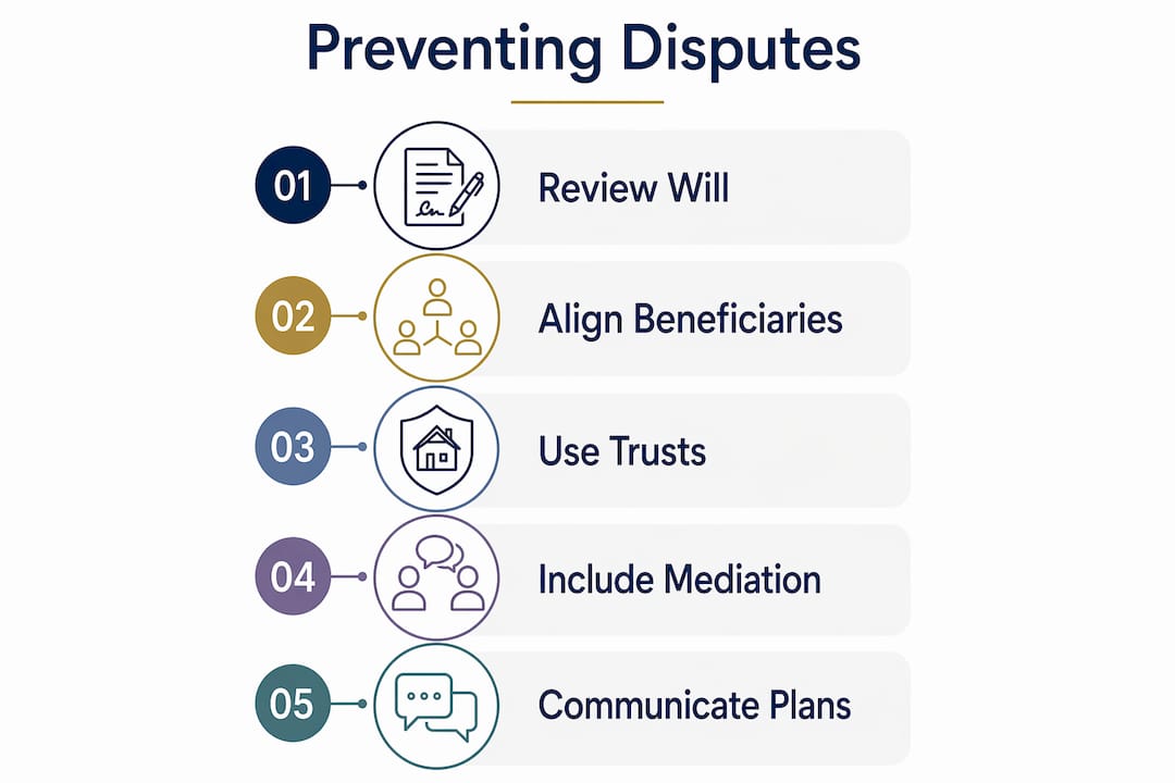 Infographic showing steps to prevent inheritance disputes