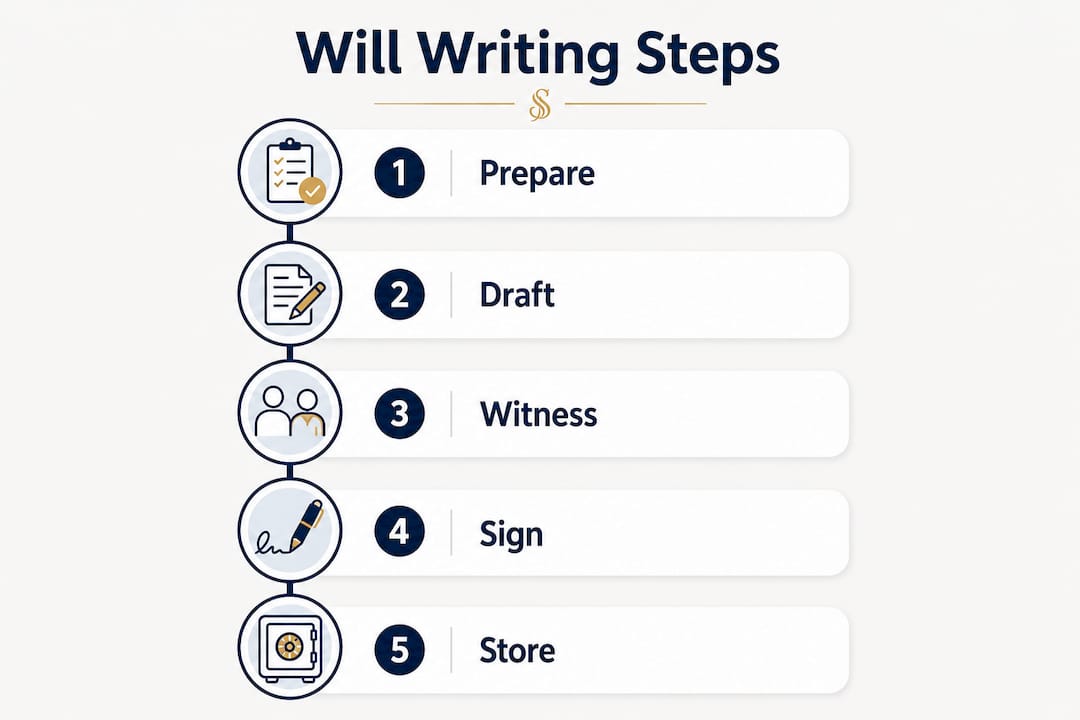 Infographic showing step-by-step will writing process