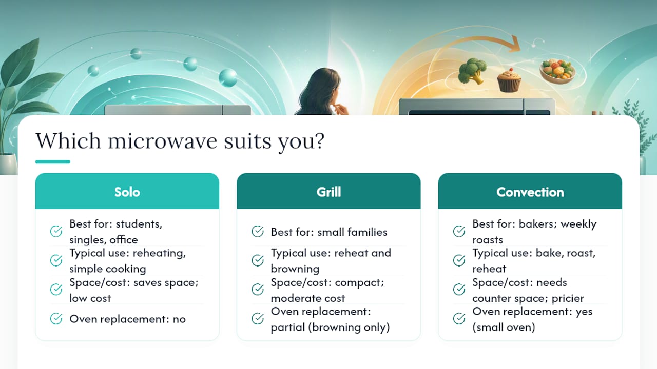 Which microwave suits your cooking habits? — overview diagram