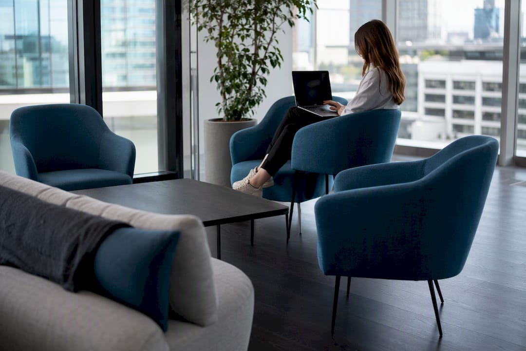 Soft seating cluster in office breakout area