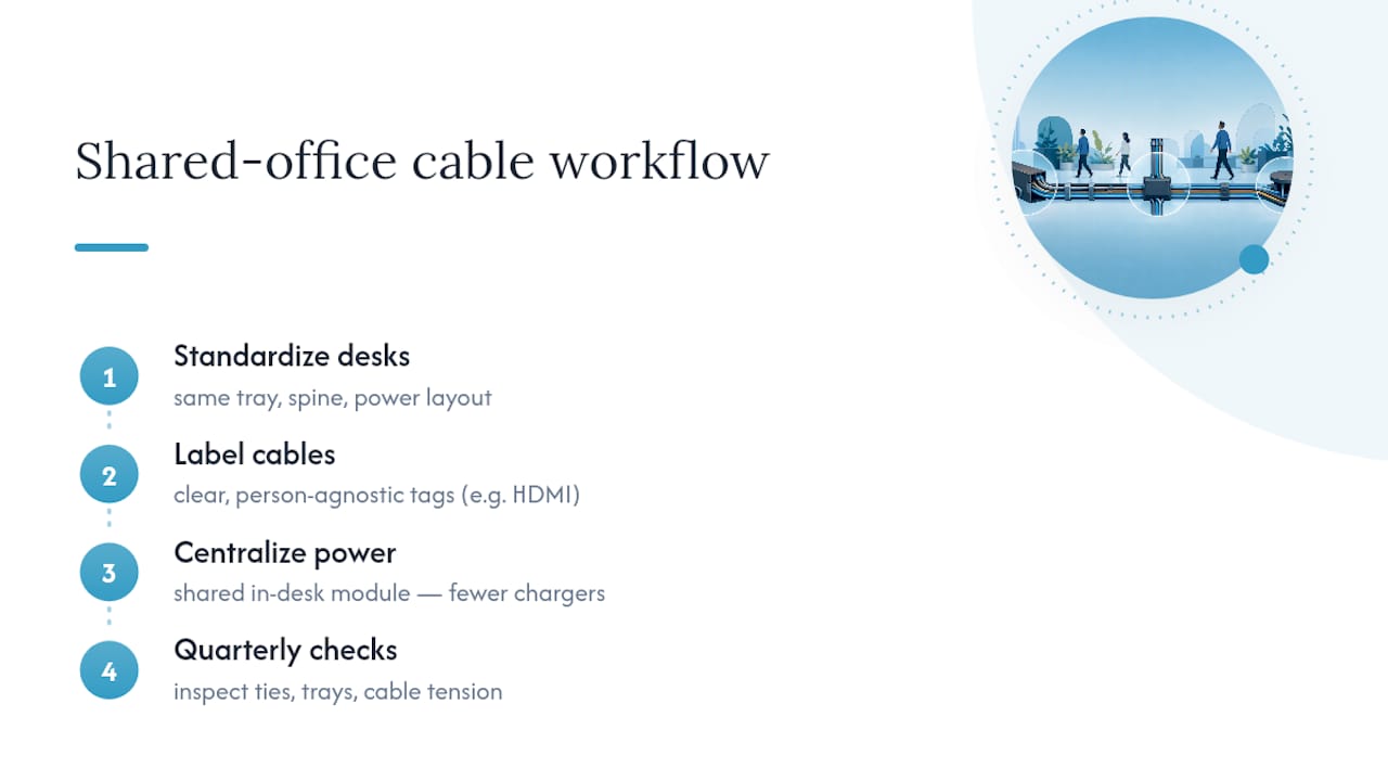 Shared office cable standardization workflow