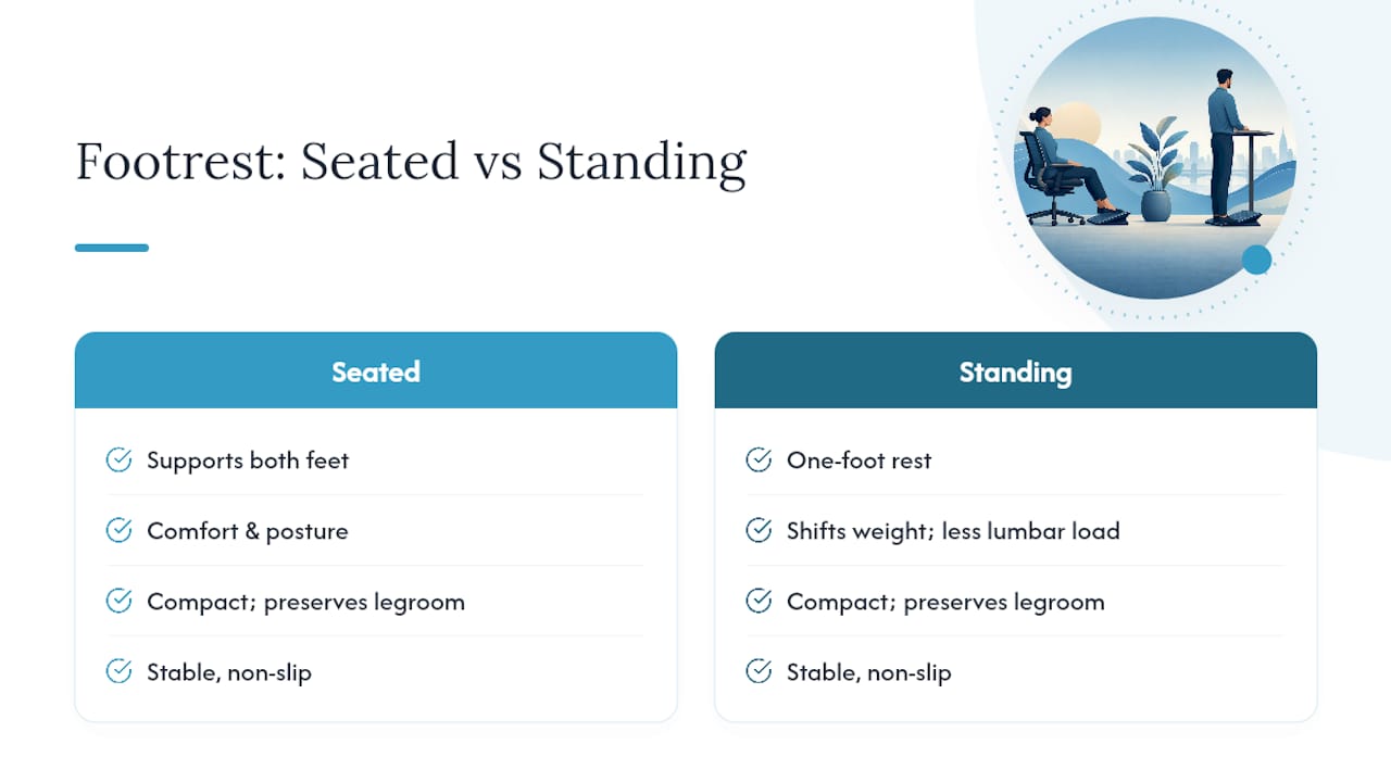 Seated and standing footrest use comparison