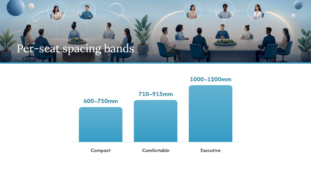 Per-person meeting table spacing comparison