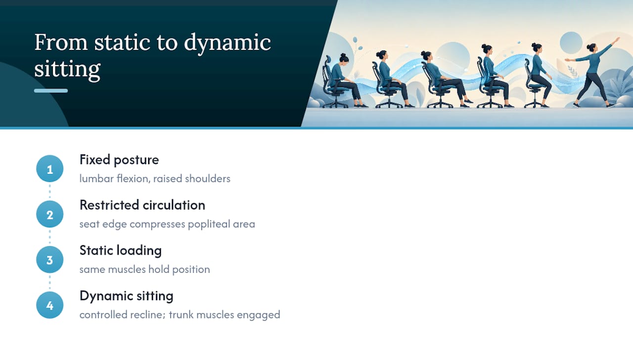 Dynamic sitting and musculoskeletal strain pathway