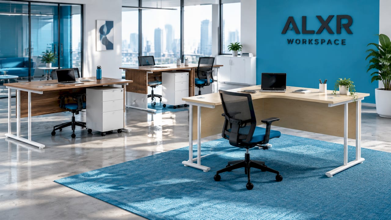 Twin Upright Rectangular Desk + Slimline Steel Pedestal 3 Drawers (FSC) 800