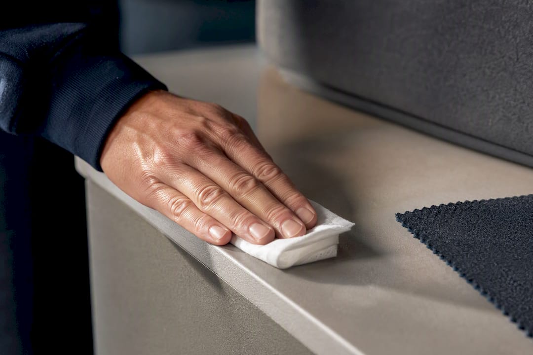 Commercial upholstery beside wipeable office surface