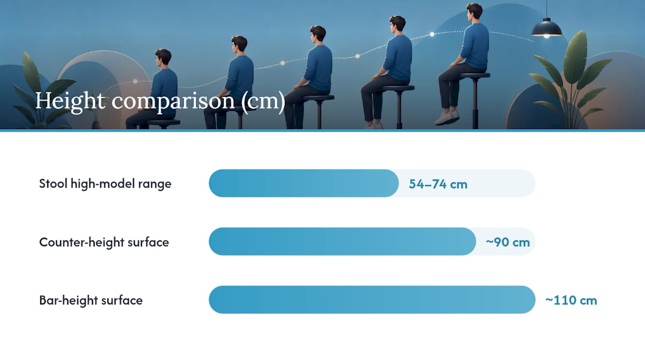 Comparison of high stool adjustment ranges