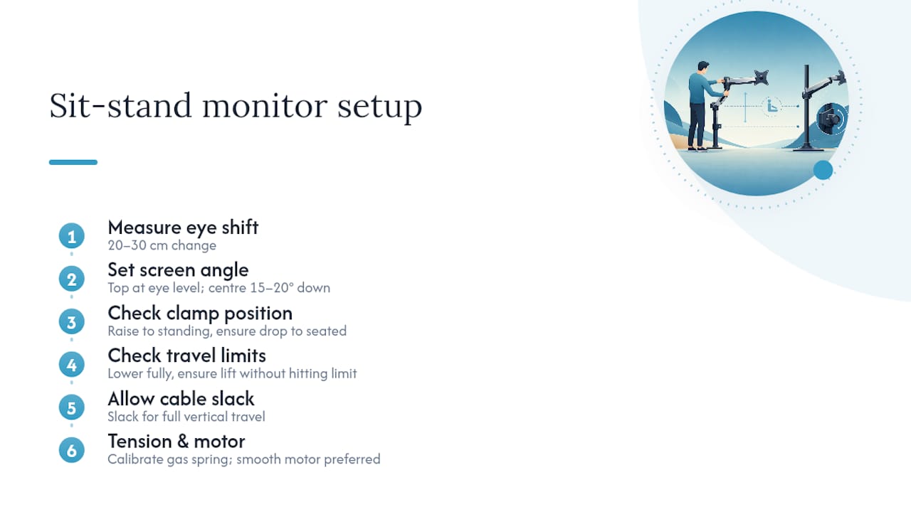 Seated and standing monitor positioning comparison