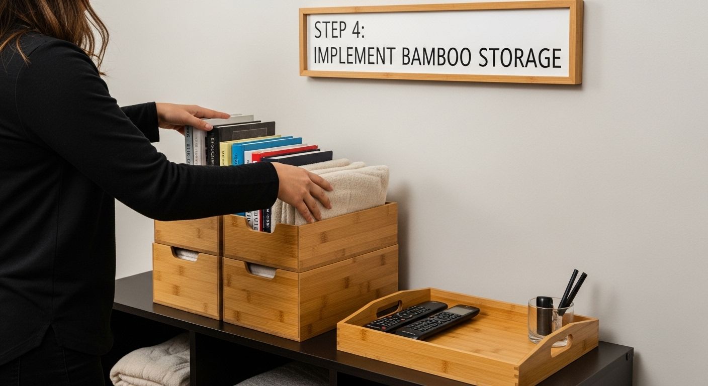 bamboo storage living room