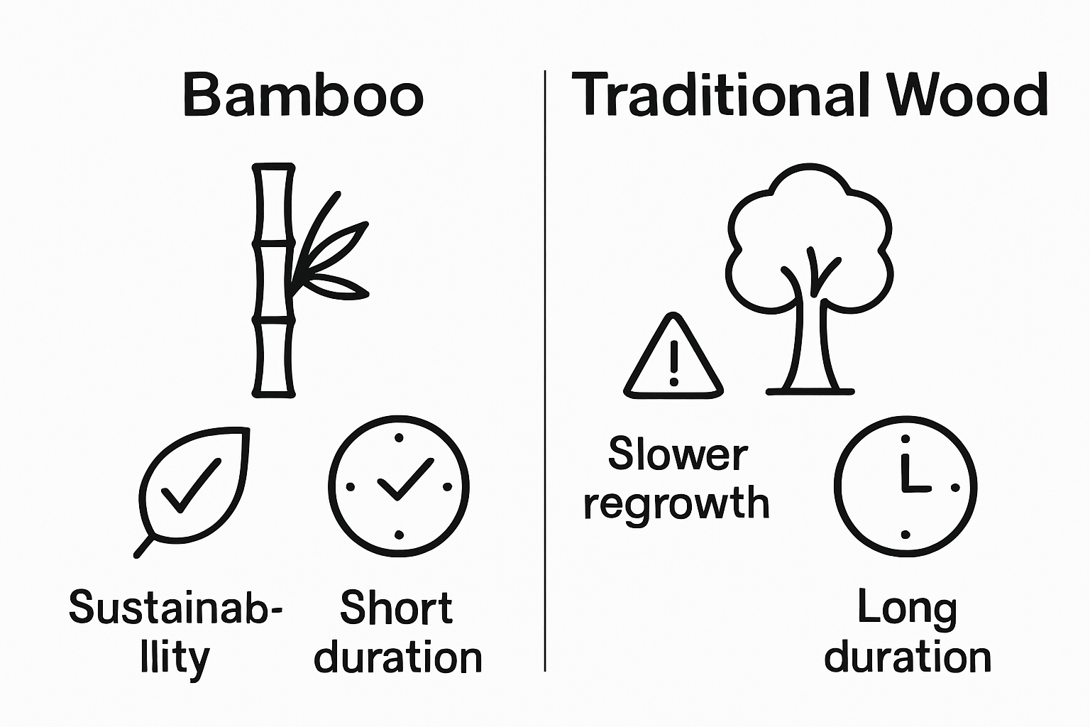 Infographic comparing bamboo and traditional wood for home products