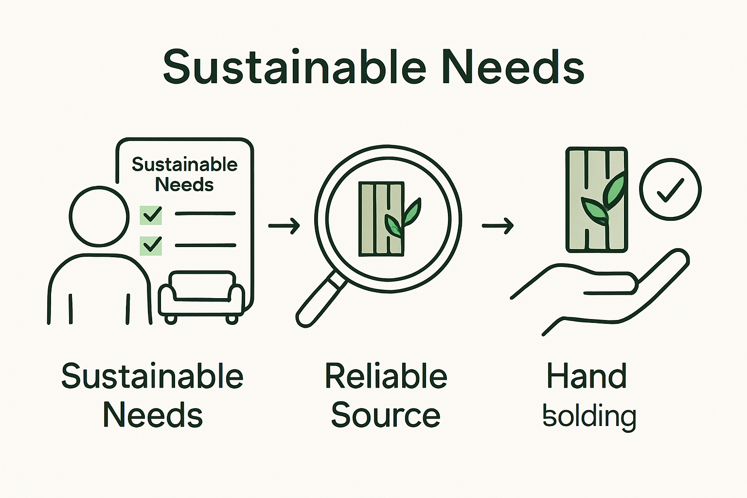 Step-by-step infographic: identify needs, research source, evaluate quality