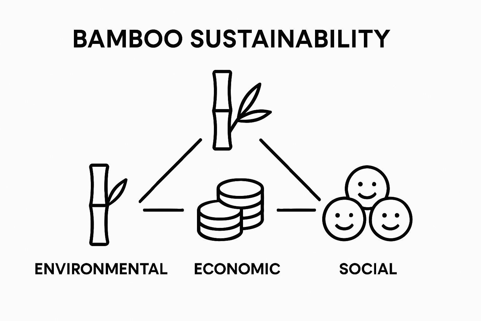 Infographic showing bamboo's environmental, economic, and social sustainability benefits
