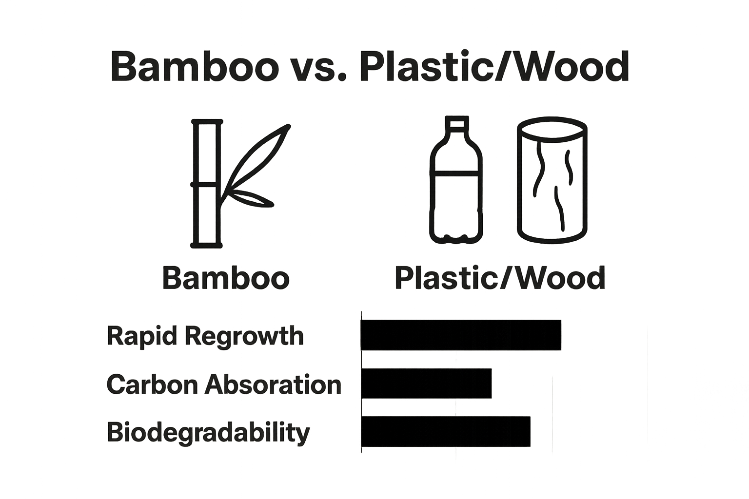 Comparative infographic: bamboo vs. plastic/wood sustainability
