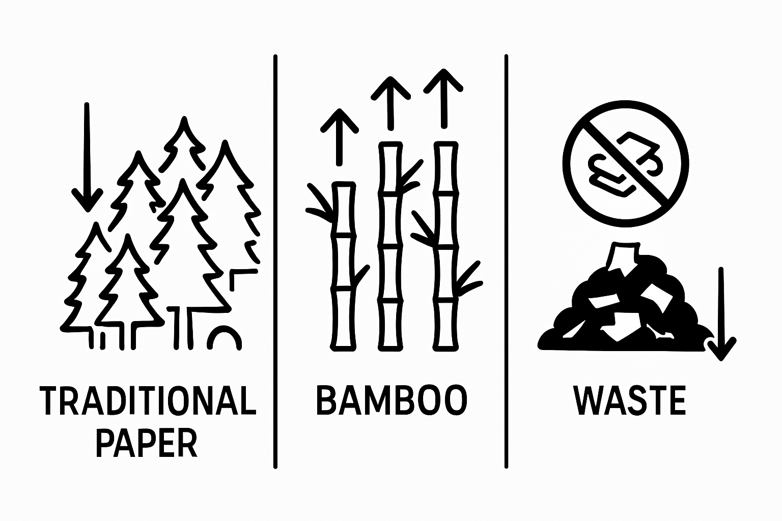 Infographic comparing environmental impact of traditional paper versus bamboo.
