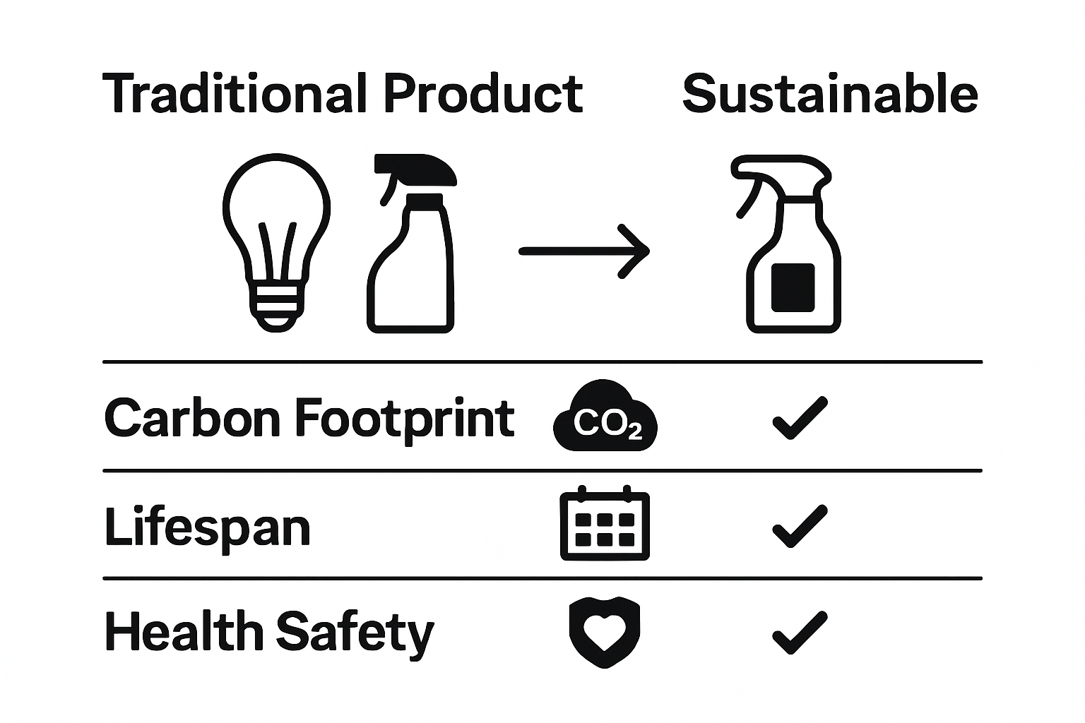 Infographic comparing traditional vs sustainable home products and their benefits