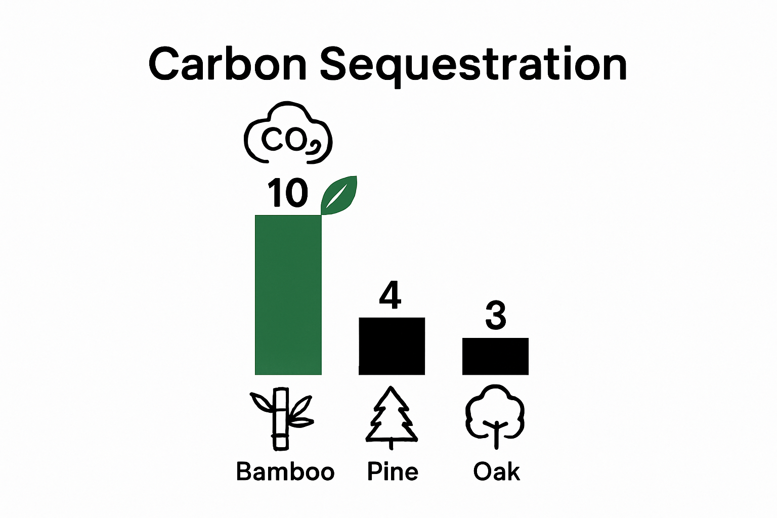 Infographic comparing bamboo’s and wood’s carbon absorption rates
