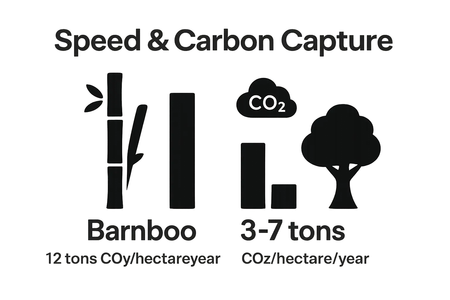Infographic comparing bamboo vs timber growth speed and CO2 absorption