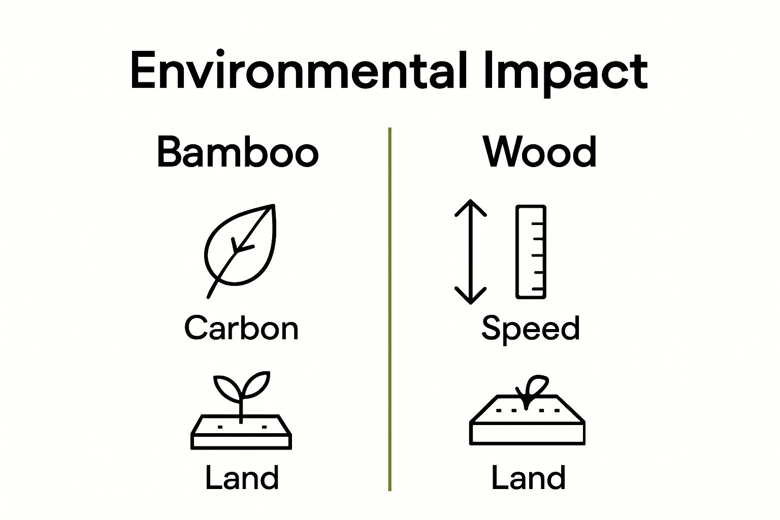 Infographic comparing bamboo and wood sustainability metrics