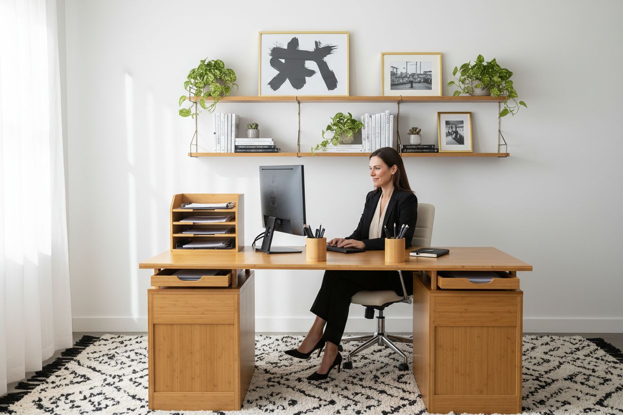 home office bamboo organizers