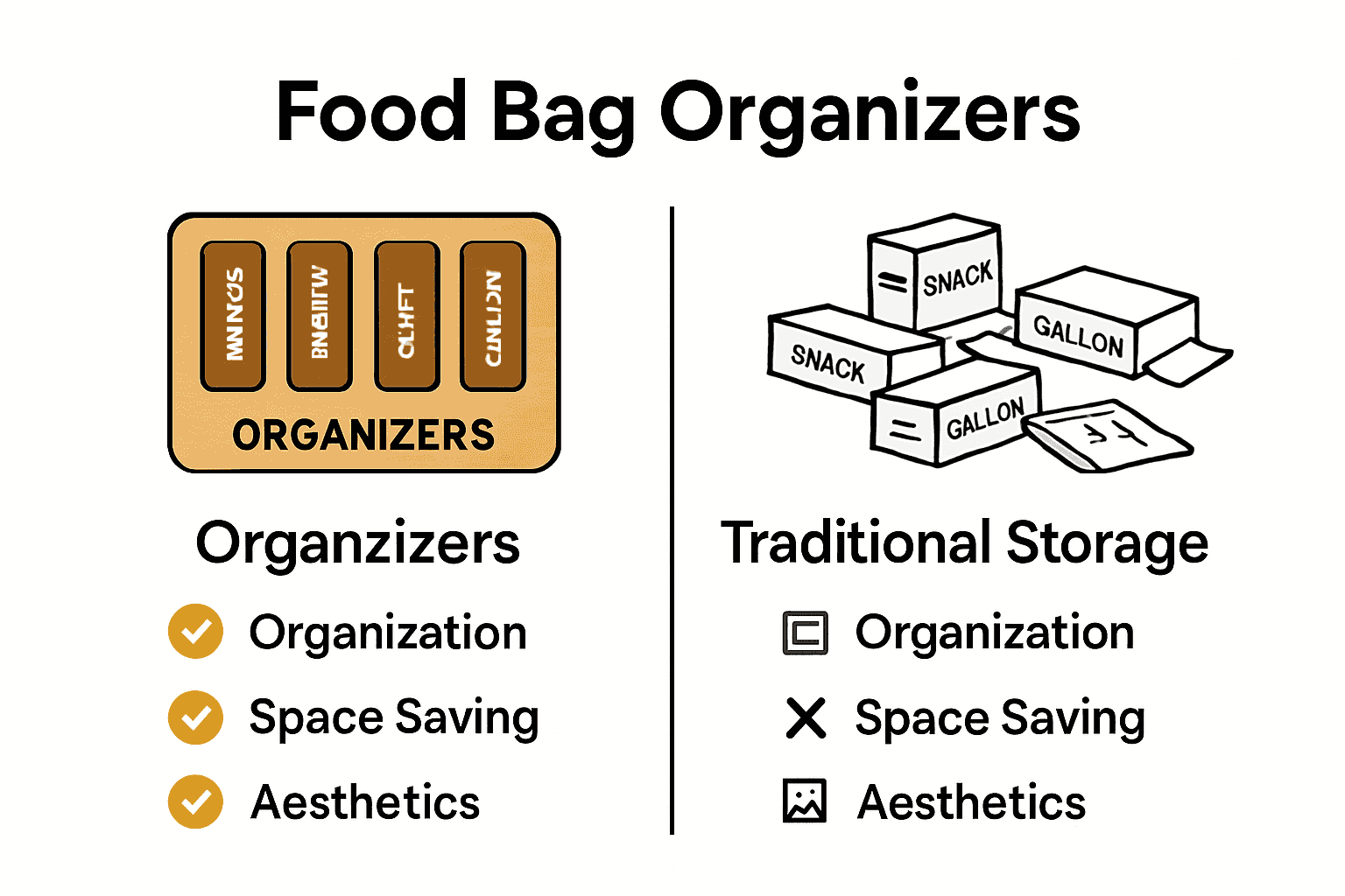 Comparison of organizer versus traditional storage methods