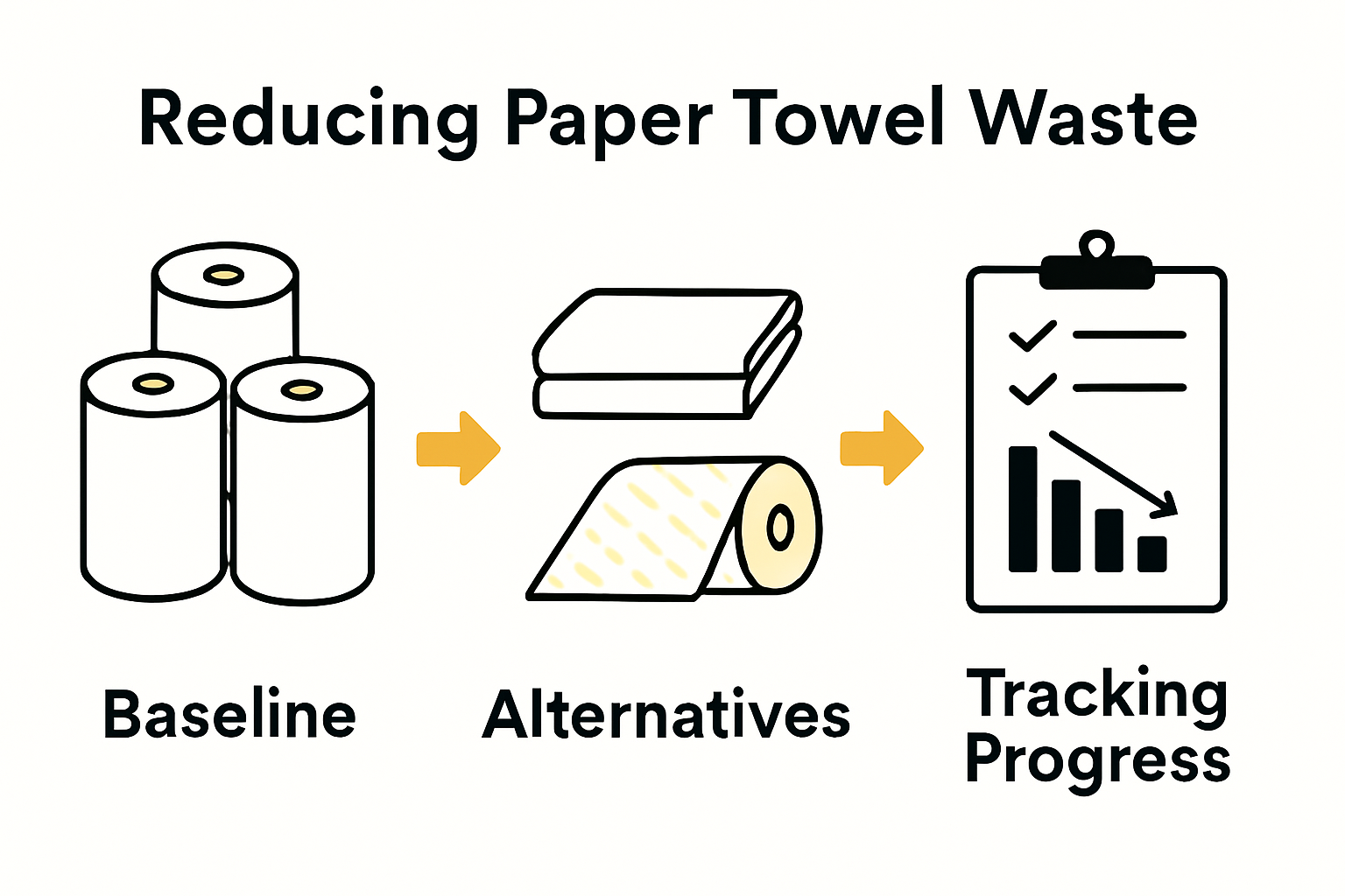 Three-step infographic for reducing paper towel waste