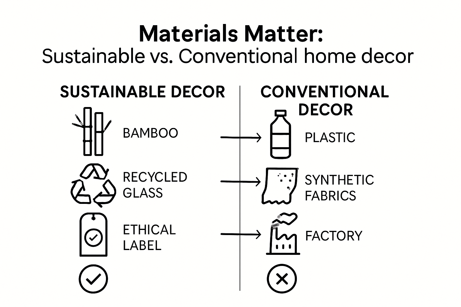 Sustainable versus conventional home decor infographic