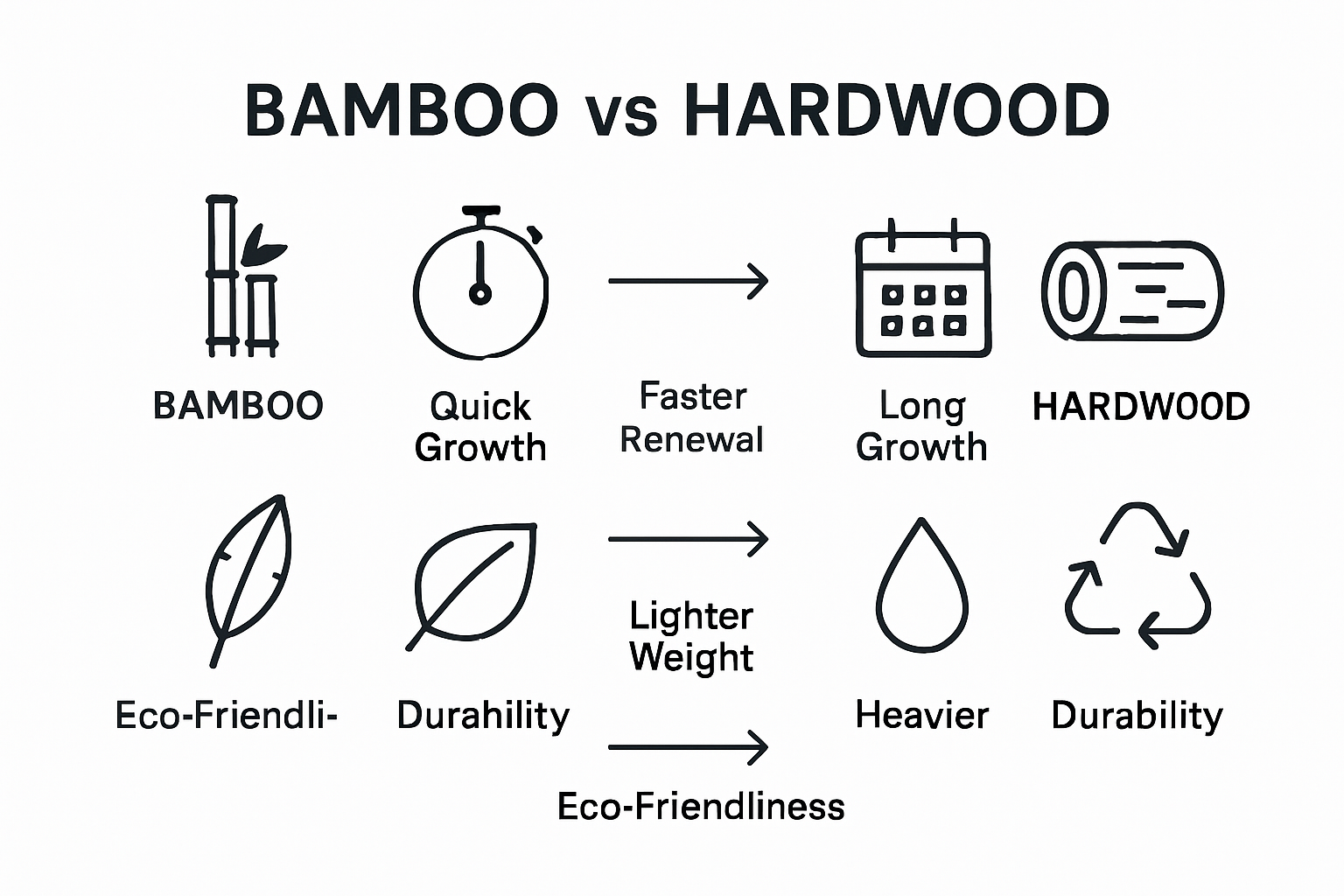 Bamboo versus wood accent material infographic