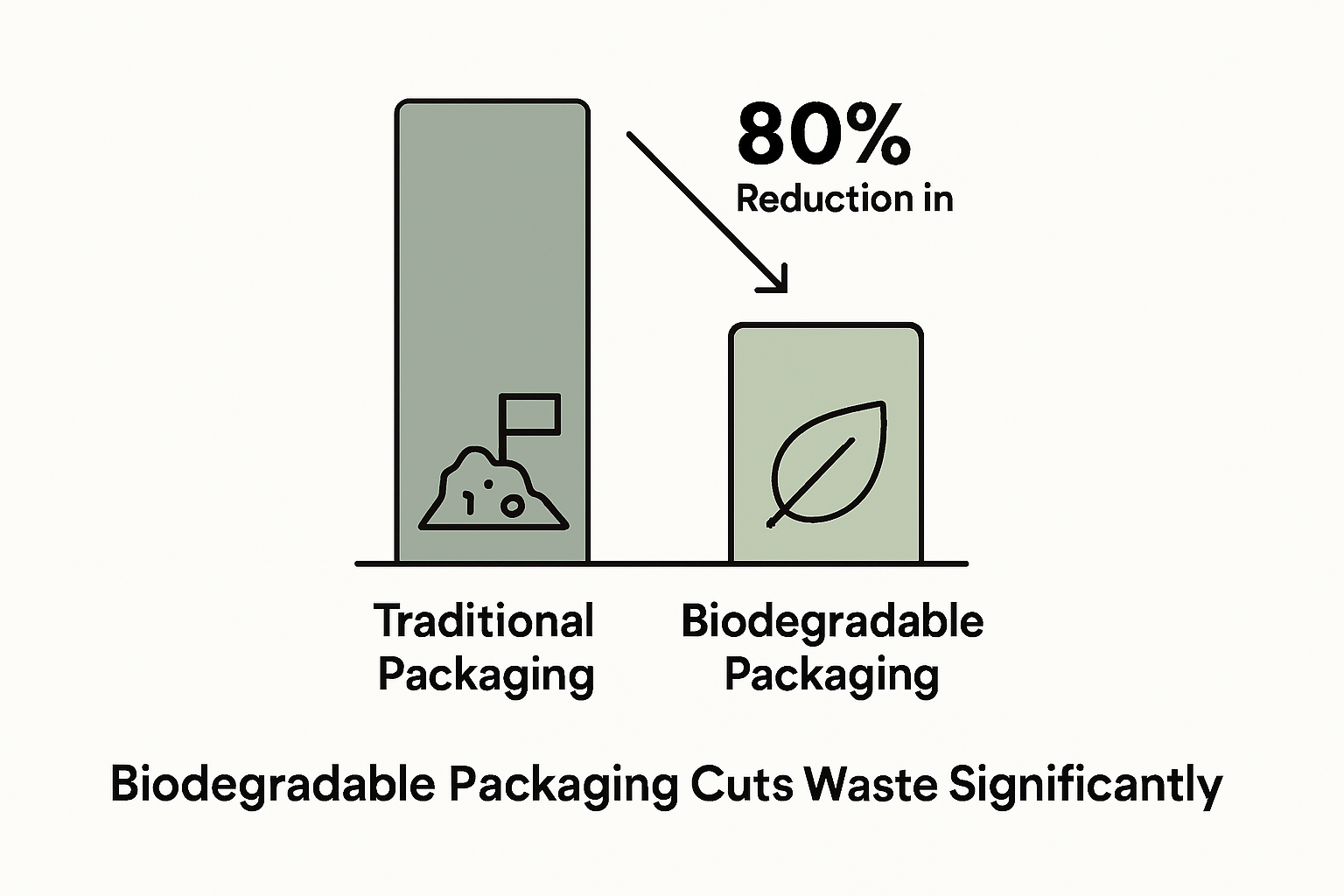 Bar chart comparing waste from packaging types