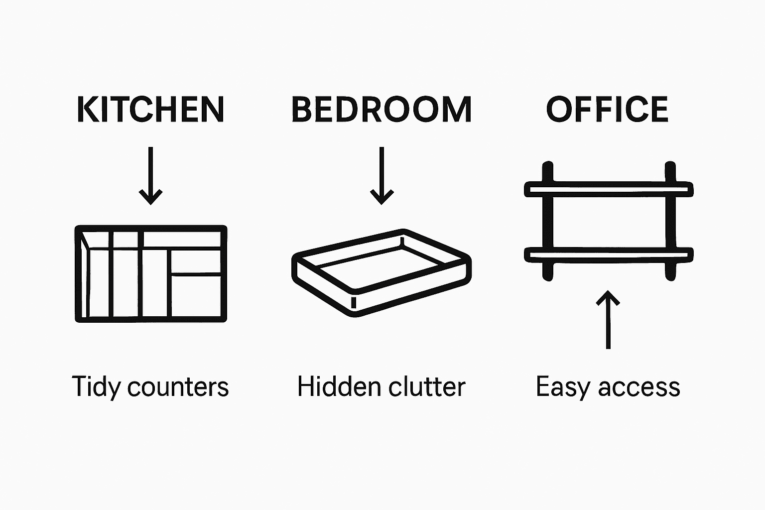Bamboo organizer infographic by room