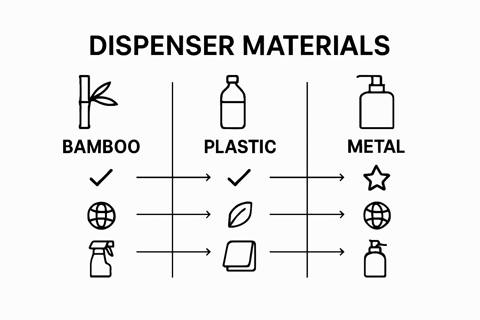 Infographic comparing dispenser material types